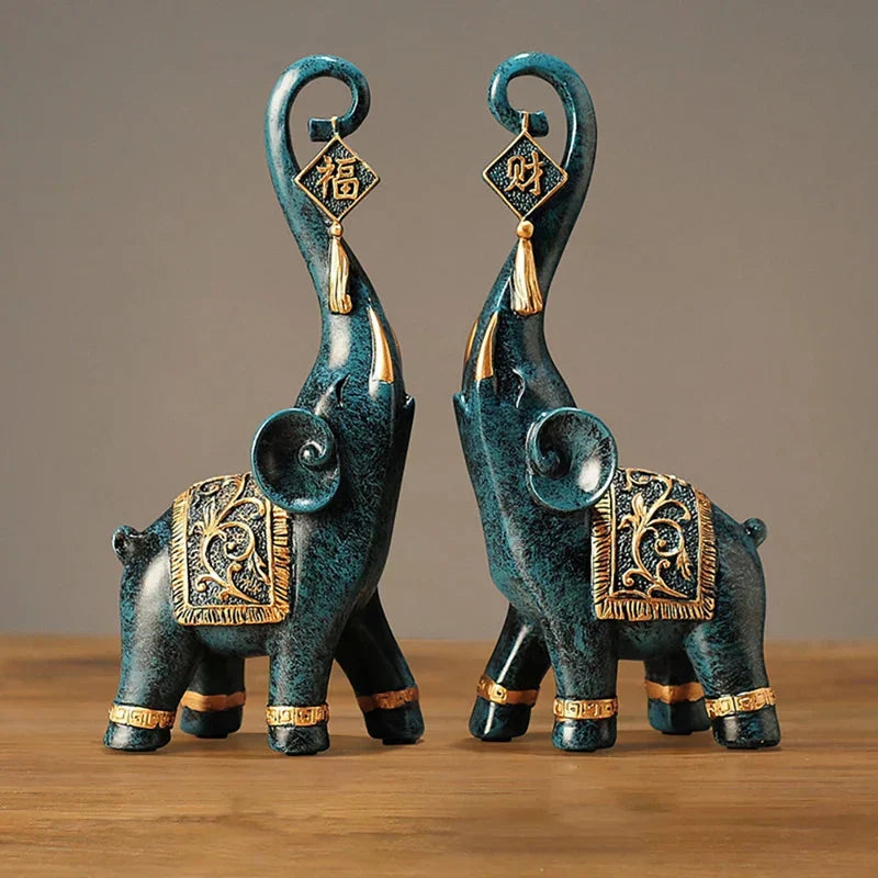 Escultura Decorativa Par de Elefante da Sorte