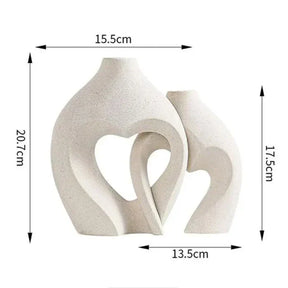 Vaso Decorativo para Sala de Cerâmica 2 Corações